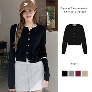 【Malaysia stock】Casual Temperament Knitted Cardigan Niche Loose Knitted Cardigan Round Neck Thin Sho