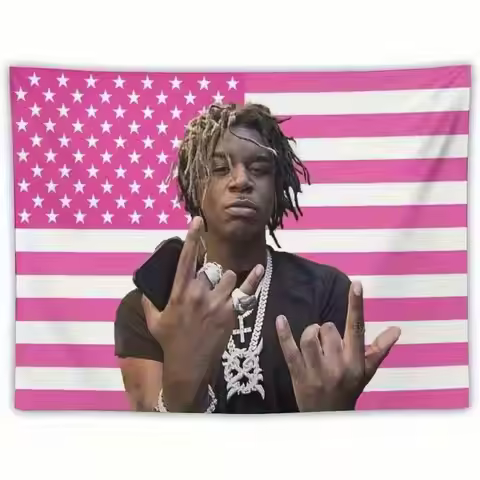 1pc Ken Music Carson Flag Poster - Vibrant Pink American Flag Design With "I'm A Hip-Hop" Text, Dura