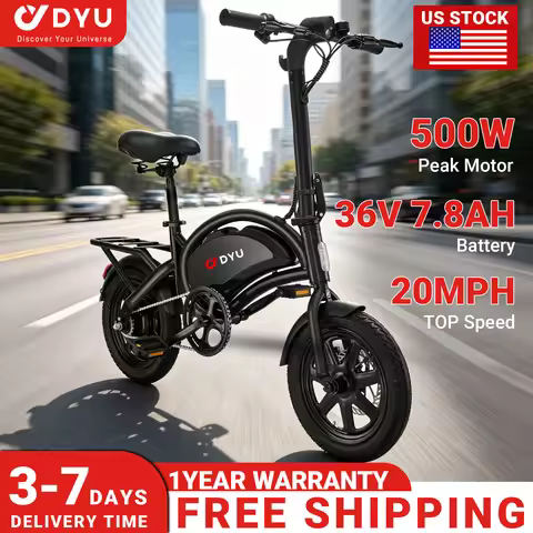 DYU D3F 14 inch Electric Bike Peak 500W Motor 36V7.8AH Lithium Battery Electric Bicycle,20mph city E