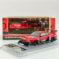 ปริซึมรุ่น1:64 Nissan Skyline ER34ซูเปอร์เงาสีแดง #5โมเดลรถยนต์