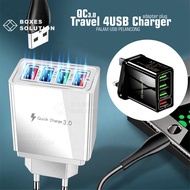 VBS READY STOCK #QC3.0 Fast Charging Adapter 4 Port USB Quick Charger Adapter Travel Phone Charger U