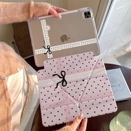 Polka Dot Lace Bow ipad air7 Protective Case 10/9/8 Generation MINI6 Flat Case pro37 cm A16 Protecti