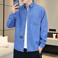 2022 musim bunga dan musim gugur baru jeans baju lelaki lengan panjang trend kasual kot longgar paka