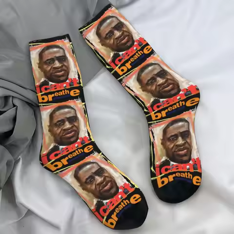 Justice For George Floyd Please I Cant Breathe Stockings Women Men Socks Breathable Funny Socks Autu