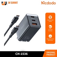 Mcdodo CH-1536 2x USB - C + A 70W with Cable 1.2M GaN 5 Mini Fast Charger Pro