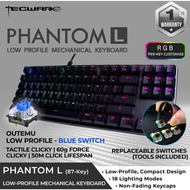 Tecware Phantom L Low Profile 87 Key  RGB mechanical keyboard Blue Clicky, brown tactile, red linear