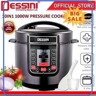 ⭐ [100% ORIGINAL] ⭐ DESSINI ITALY 10IN1 Electric Digital Pressure Cooker Non-stick Stainless Steel Inner Pot Rice Cooker Steamer (6L)