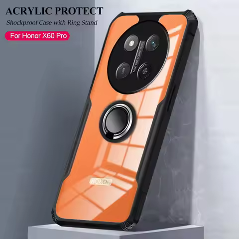 Cover with Ring Stand For Honor X60 Pro 5G X9C Acrylic Phone Case Shockproof Honer X 60 60X 60Pro 6.