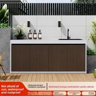 Outdoor Balcony Garden Rock Slab Sink & Workstation Cabinet Integrated Storage Laundry Basin Combo