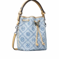 Tory Burch 女士 T Monogram 牛仔迷你水桶包均碼碼14cm*9.2cm*18cm