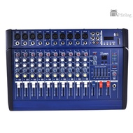 10 Channels Powered Mixer Amplifier Digital Audio Mixing Console Amp with 48V Phantom Power USB/ SD Slot for Recording DJ Stage Karaoke