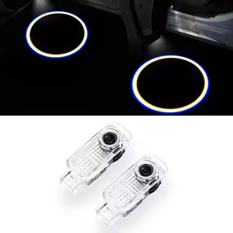 2pcs LED Car Door Emblem Styling For AUDI Q3 8U Q5 8R Q7 4L Q8 A4 B5 B6 B7 B8 B9 A6 C5 C6 C7 C8 A3 8
