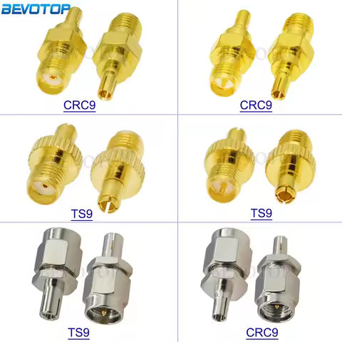 2Pcs/Lot SMA to TS9/CRC9 50 Ohm Straight RF Coaxial Adapter Coax Connector Gold Plated/Nickel Plated