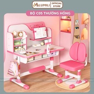 Bàn học chống gù chống cận trẻ em Lumili C05 plus phiên bản nâng cấp nâng hạ tay quay mới thiết kế