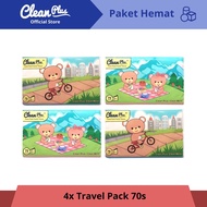 [ 4 PACK ] Clean Plus Travel Pack Bear Tissue 70'S Bundling 4 Pack