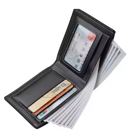 Pu Leather Men Short Wallet Thin Style Folding Young Men Credit Card Holder Wallet Money Clip Wallet