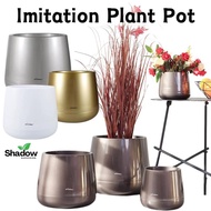 [SG SELLER] Imitation Plant Pot Flower Planter Pot Flower Pot For Large Small Plant Shiny Chrome Resin Vase Plant Pots