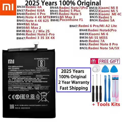Original Battery For Xiaomi Mi Redmi Note Mix Max 2 3 K20 A2 A3 3S 3X 4 4X 4A 5 5A 5S 5X M5 6 6A 7 7