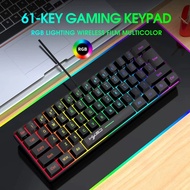 60% wired gaming keyboard, RGB backlight ultra compact mini keyboard, waterproof small compact 61 ke