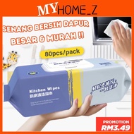 MYHZ_ 80pcs Kitchen Cleaning Wipes Strong Decontamination Kitchen Wipes Degreasing Lap Pembersih Dap