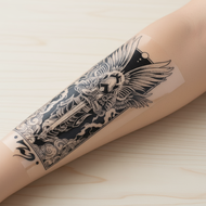Waterproof Black Knight Wings Temporary Tattoo Sticker for Men and Women, Arm Design