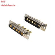 1PCS 5W5 30A Gold plated MALE FEMALE high current CONNECTOR D-SUB adapter solder type 5pin plug sock