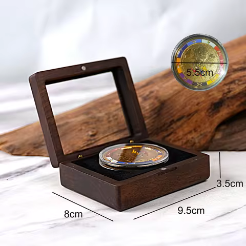 Walnut Wood Commemorative Coin Badge Box Gift Box Silver Coin Badge Ancient Coin Collection Box Gift