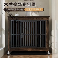 Dog Crate Furniture,Metal and Wooden Dog Crate,Dog Kennels with 3 Doors Indoor,Pet Puppy Crate End T