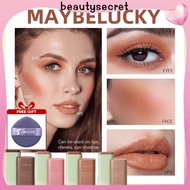 24h Shipping 【Free Gift】 MAYBELUCKY Blush 3-in-1 Blush Stick Lightweight Non-powdery Long-lasting So