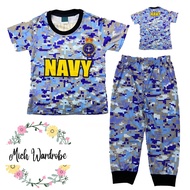 (1-7Y) Boy Kids SEA NAVY UNIFORM Microfiber Pajamas Pyjamas Pijama Baju Tidur Sleepwear Budak Lelaki Kanak Kanak Pyjamas