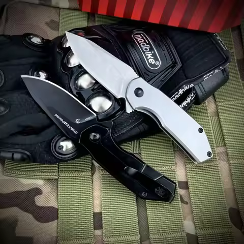 1375 Folding Knife 8Cr13Mov Blade 420 Steel Handle Portable Belt Knife Stainless Steel Outdoor Survi