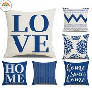 RD <COD>Cushion cover Blue geometric 60x60.50x50.45x45.40x40.Linen Pillow case.Home decor sofa Pillo