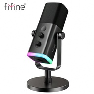Gaming USB/XLR Microphone For Podcast, Dynamic Mic With Controllable RGB, Touch Mute, Headphone Jack
