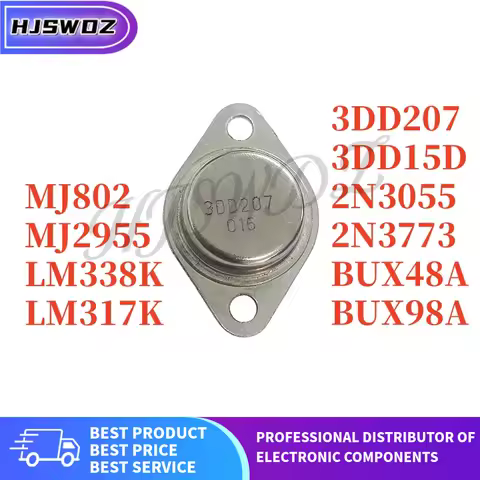5PCS NEW 3DD15D BUX98A 3DD207 BUX48A 2N3773 LM317K MJ2955 LM338K 2N3055 MJ802 package TO-3 power tra