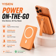 【Starry Orange】Magnetic Wireless 15W Fast Charger HiddenStand 20000MAH 22.5W Built-in cable For iPho