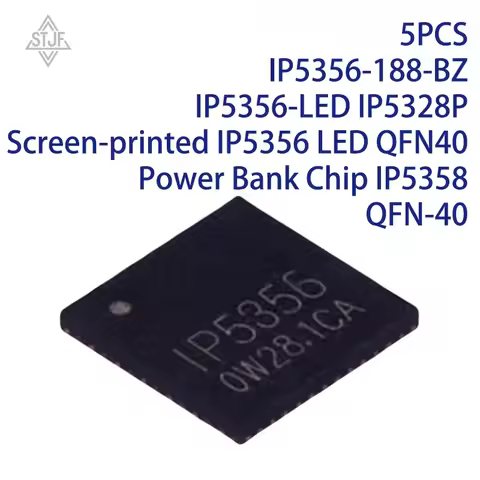 5PCS IP5356-188-BZ IP5356-LED IP5328P Screen-printed IP5356 LED QFN40 Power Bank Chip IP5358 QFN-40