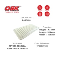 OSK AIR FILTER for TOYOTA COROLLA,RAV4 1.4/2.0L 1CD-FTV A/F 17801-27020