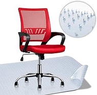 MoNiBloom Mesh Computer Office Chair + Chair MAT, Mid Back Ergonomic Rolling Swivel Red Chair with Adjustable Seat Height + Mat for Low Carpeted Floor Protection