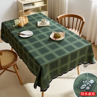 Waterproof Oil-Proof Tablecloth, Retro Nordic Plaid Coffee Table Mat Decorative Cover