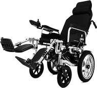 Adult Heavy Duty Electric Wheelchair with Headrest,Folding and Lightweight Portable Powerchair with Seat Belt,Adjustable Backrest and Pedal Motorized Wheelchairs