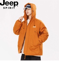 JEEP SPIRIT ผู้ชายแจ็คเก็ตฤดูหนาวกลางแจ้งอุ่น Gorpcore ผู้ชายกันน้ำหนาขนสัตว์ Parka หิมะเดินป่าเสื้อ