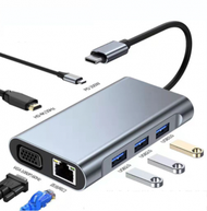 Others - 筆記本拓展塢 usb 3.0hub 適用於蘋果macbook Type-C擴展塢（七合一 typec轉hdmi+vga+rj45百兆+pd+usb3.0+2.0*2）