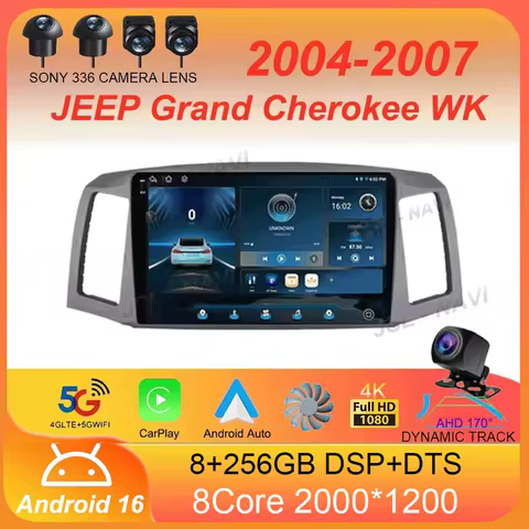 For JEEP Grand Cherokee WK 2004 2005 2006 2007 Android 16 Carplay Auto Multimedia Car Radio Navigati