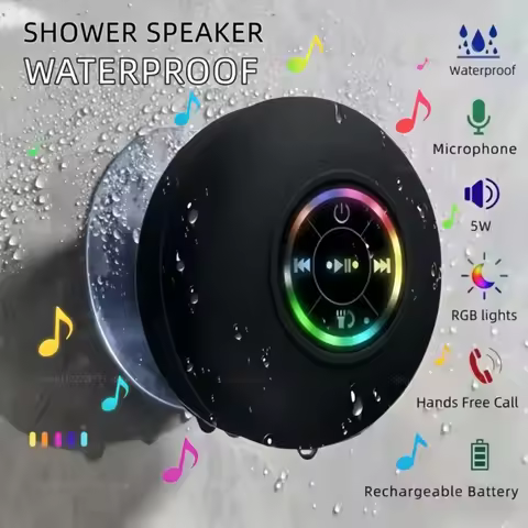 Bathroom IPX4 Waterproof Wireless Colorful LED Light Bluetooth Speaker Suction Cup Mini Portable Spe
