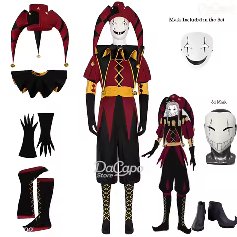 Freak Circus Pierrot Cosplay Clown Outfit Costume Game 2025 Halloween Horror Mens Roleplay Clothing