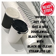 (CLEARENCE)Paper Hot Cup 12oz & 16oz [ Double Wall Disposable Paper Coffee Hot Cup ]