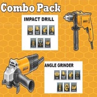 Combo Pack Angle grinder 750w Plus Impact drill 680w Ingco Super Select