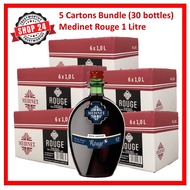 SHOP24 MEDINET ROUGE 1000ml Red Wine 5 Cartons Sale(1 litre x 30 Bottles), High quality grapes from France, 12% alcohol