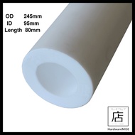 PTFE Hollow Rod OD 245mm x ID 95mm x 80mm L White Color Tube Teflon Hollow Pipe Bush Round Bar Malay