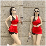 Women's sports aerobic yoga gym clothes include bra with padding and Shorts, multi-colored stretchy 